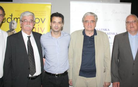 (slijeva) Budući zamjenik gradonačelnika Zdravko Primorac, Milan Kovač, Rudolf Grljušić, prof. dr. Miroslav Tuđman i Tomislav Družak