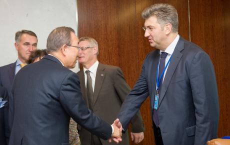 Plenković se u sjedištu UN-a susreo s glavnim tajnikom UN-a Ban Ki-moonom